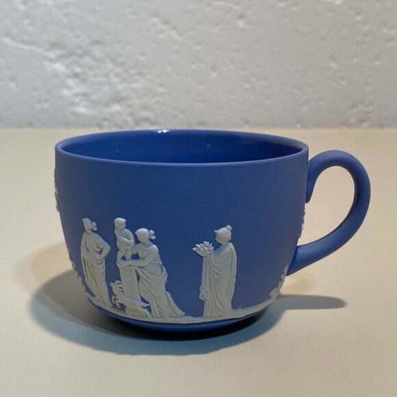 Wedgwood Blue Jasperware Teacup with White Motif - Picture 1 of 8